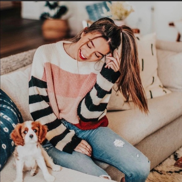 URBAN OUTFITTERS Truly Madly Deeply Caroline Striped Colorblock Soft Sweater UO - Picture 3 of 9